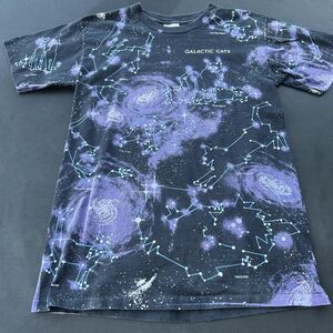 VTG Galactic Cats Constellations Astrology T-Shirt Mens L Space Galaxy USA